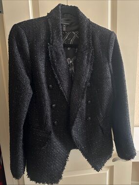 White House Black Market Black Bouclé Double-Breasted Women's Blazer 10